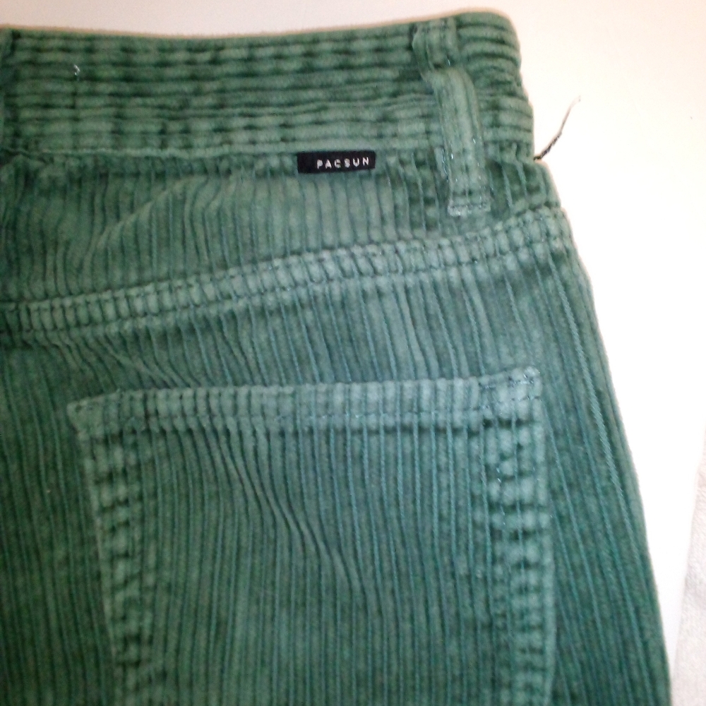 PacSun Pants Womens 28 Green Corduroy High Waisted 90s Boyfriend Embroidered Y2K - Picture 6 of 7